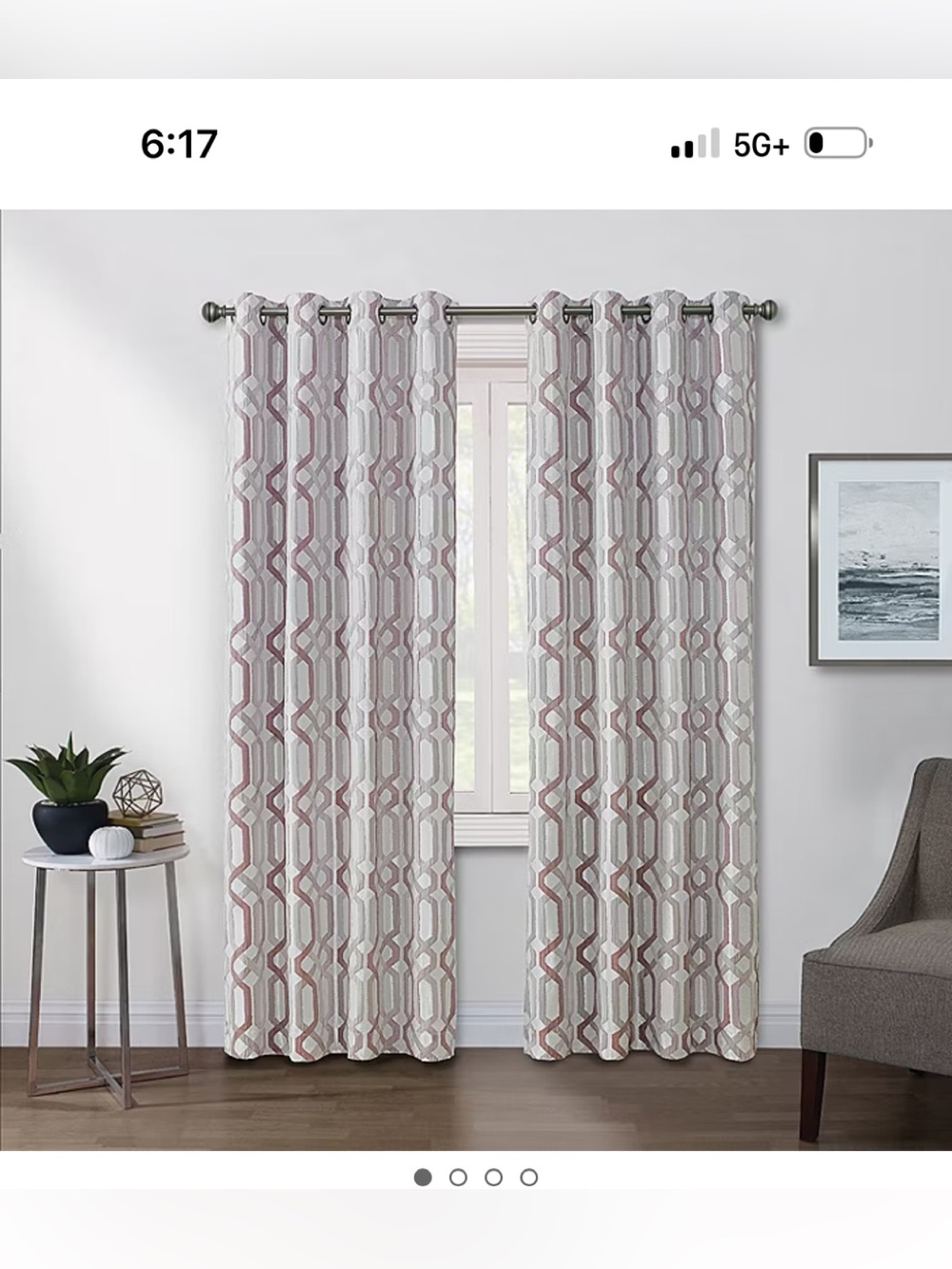 Geometric Pattern Blackout Curtain Panel - Cream and Tan 50x84